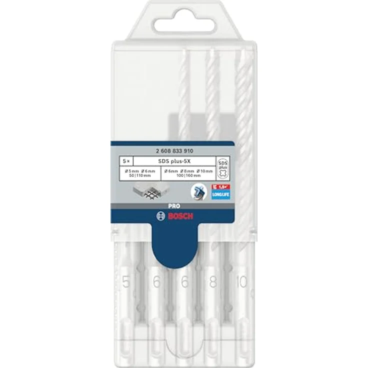 Bosch 2608833910 SDS Plus-5 X: Set 5 uds, 6, 8, 10 (5), Gr – Bild 3