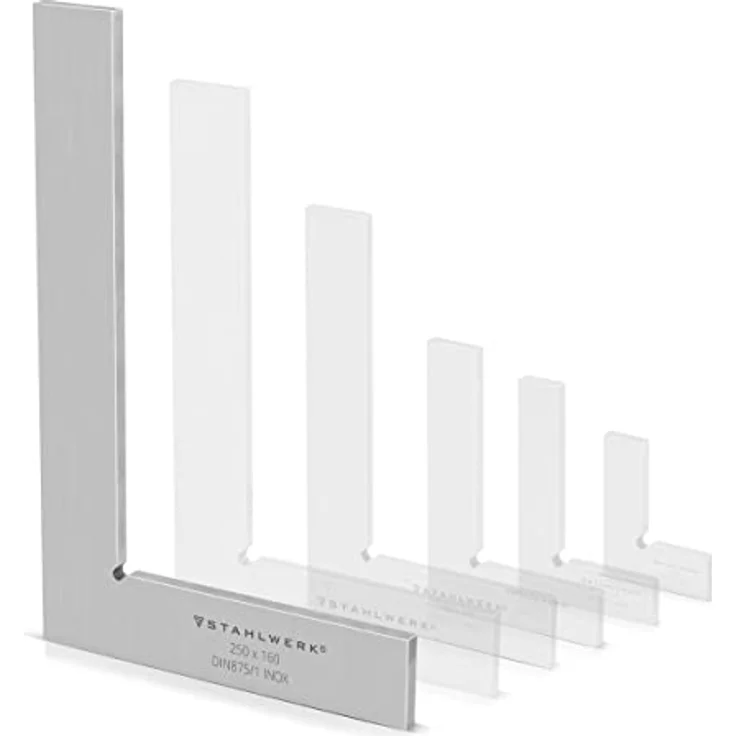 Stahlwerk Flachwinkel 90°, Edelstahl Winkelmesser 250 x 160 mm nach DIN 875/1, präzise und robust  – Bild 8