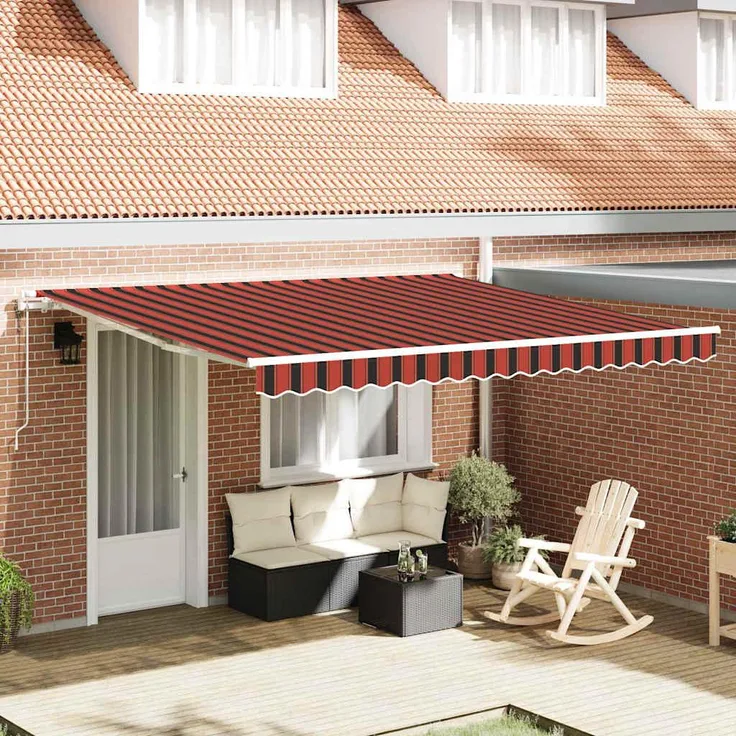 Prolenta Maison Exclusive Ausziehbare Markise, orange und braun, 400 x 350 cm, wetterfest und verstellbar