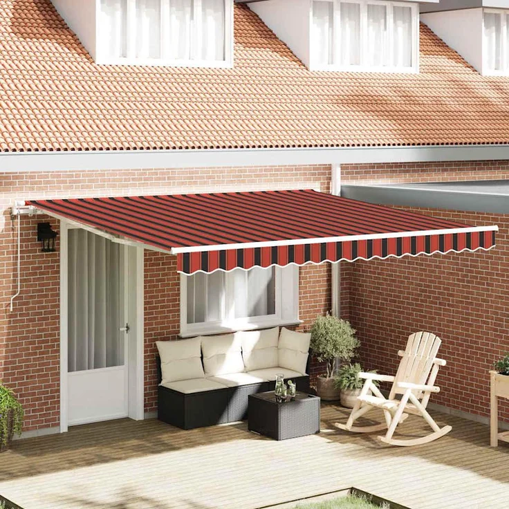 Prolenta Maison Exclusive Ausziehbare Markise, orange und braun, 400 x 350 cm, wetterfest und verstellbar