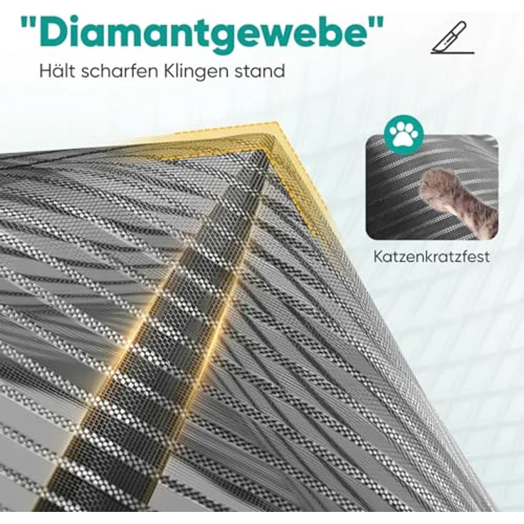 Sekey Fliegengitter Balkontür Magnet | Insektenschutz ohne Bohren, katzensicheres verstärktes Polyester, geräuschloser Magnetverschluss, 80x200 cm Schwarz – Bild 2