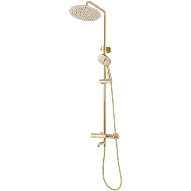 wohnwerk.idee Duschsystem Lungo, Duschgarnitur Regendusche Unterputz in Gold Matt Poliert – Bild 2