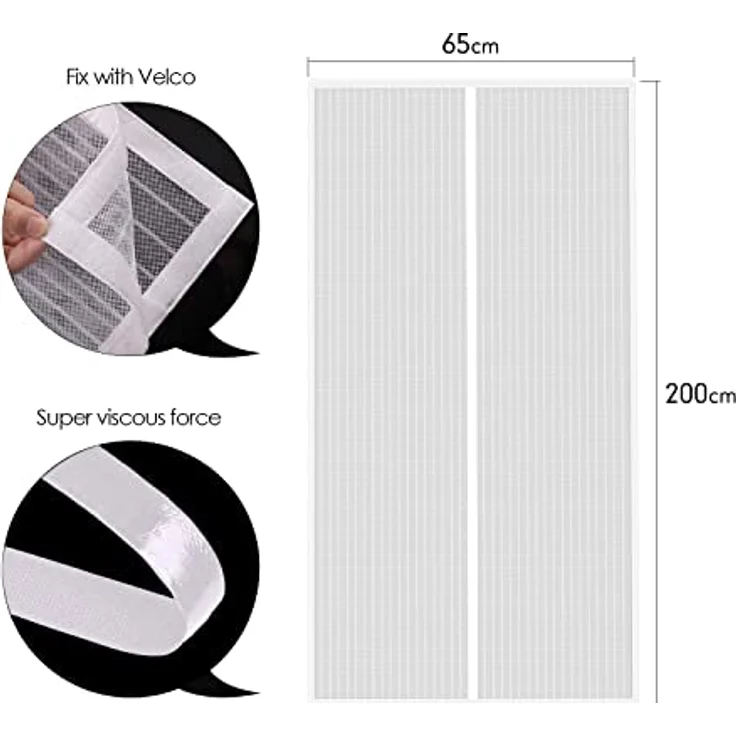 MYCARBON Fliegengitter Balkontür, Magnet Insektenschutz Tür 65x200cm, ohne Bohren, einfache Montage, reißfest, weiß – Bild 5
