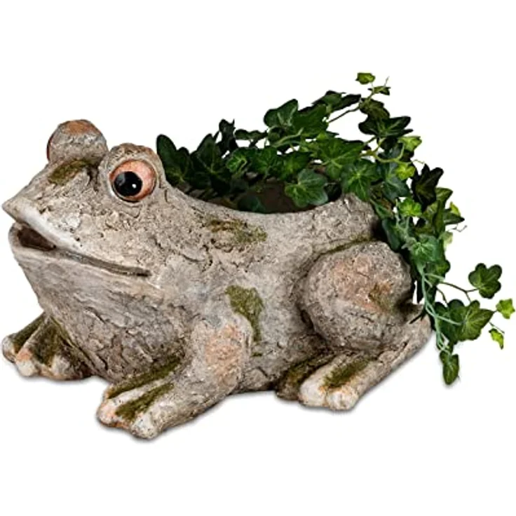 formano Pflanzkübel Frosch Steinoptik, witterungsbeständiges Pflanzgefäß 30 x 17,5 x 22 cm für Balkon und Garten – Bild 1