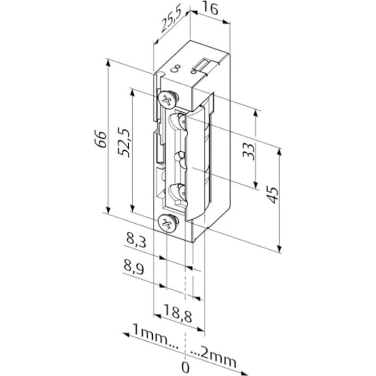 effeff Türöffner + Türschliesser, Elektro-Türöffner (Indoor), FaFix Verstellbereich 3 mm, ohne Schliessblech – Bild 2