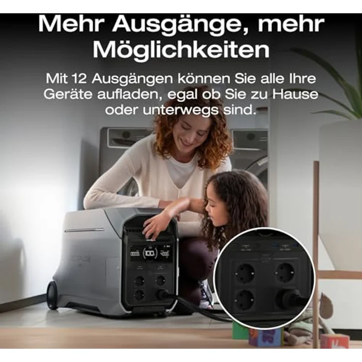 EcoFlow DELTA Pro 3 Tragbare Powerstation, 4096Wh LFP-Batterie, erweiterbar auf 12 kWh, 4000W AC Ausgang, leiser Betrieb mit 30 dB, Solargenerator für den Hausgebrauch – Bild 4