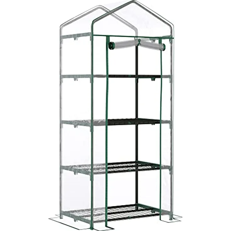 Outsunny Folien Gewächshaus Treibhaus Tomatenhaus Pflanzenhaus Frühbeet 4 Regalfächer Grün 70 x 50 x 160 cm