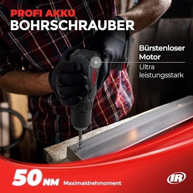 Ingersoll Rand D3141, Kompakt Akku-Bohrschrauber 20V mit 450 Nm Drehmoment, 2x 2,5Ah Akkus und Ladegerät – Bild 2