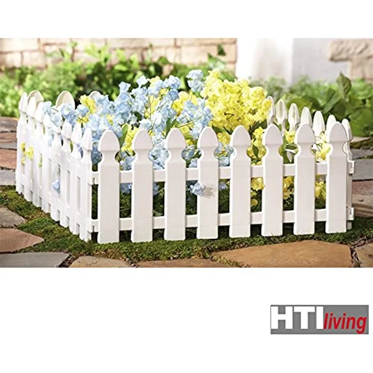 HTI-Living Beetbegrenzung Zierzaun Palisade 4-teilig Nessa, 4 Zaunelemente, Beeteinfassung Beetbegrenzung, witterungsbeständiger Kunststoff – Bild 3