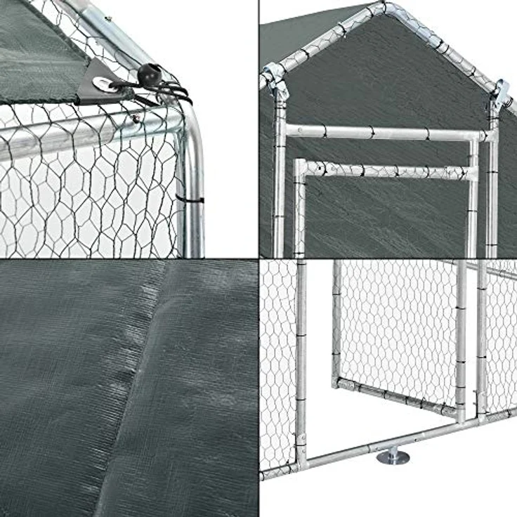 pro.tec Freigehege »Wels« mit Sonnendach, ideal für Kleintiere, 2 x 2 x 2 m, Silber mit dunkelgrünem Dach – Bild 7