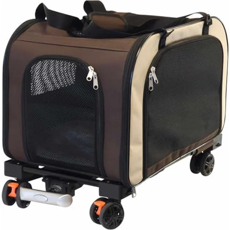 Nobby Tiertransporttasche Trolley "MOVE", stabiler Transportwagen bis 10 kg mit abnehmbarem Fahrgestell, Netzventilation und großem Utensilienfach – Bild 2