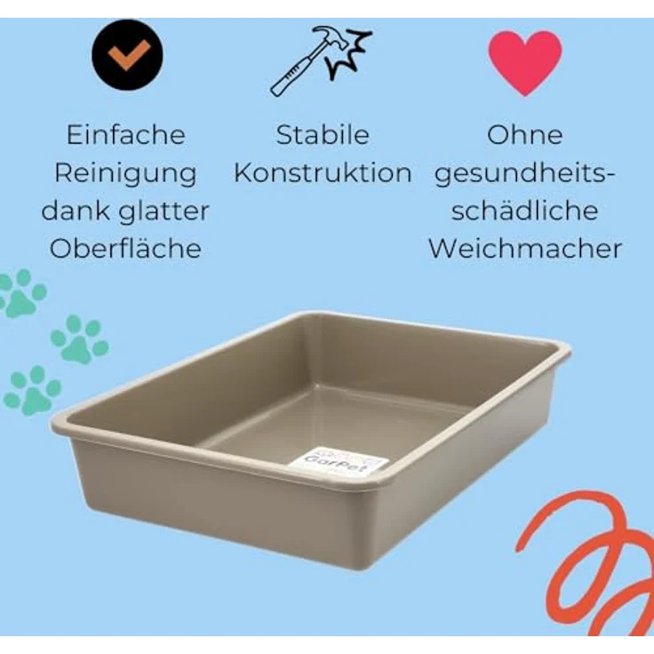 GarPet Katzentoilette in 5 Größen ohne Deckel grau eckig hygienisch M (43x33x9) – Bild 5