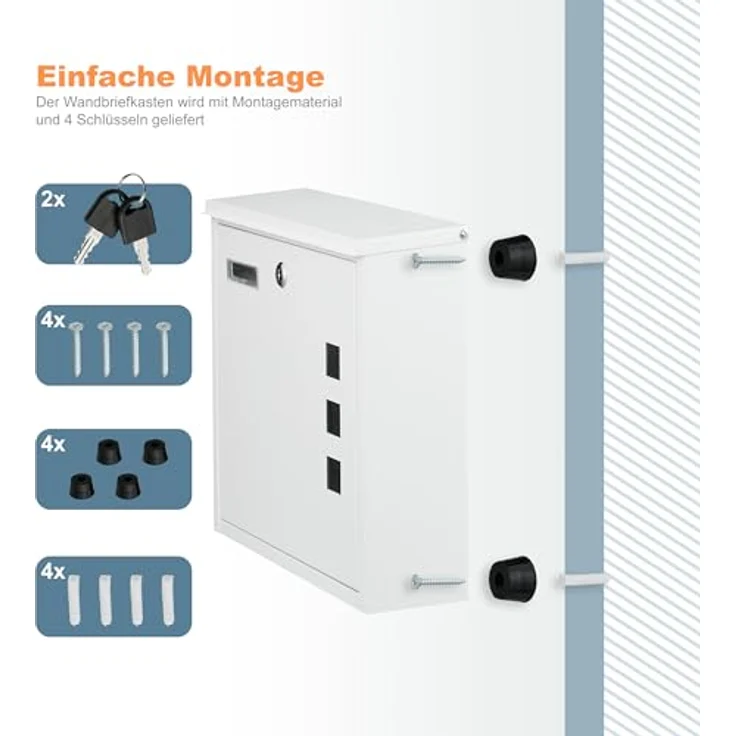 relaxdays Wandbriefkasten, Briefkasten mit Sichtfenster für DIN C4-Post, weiß – Bild 7