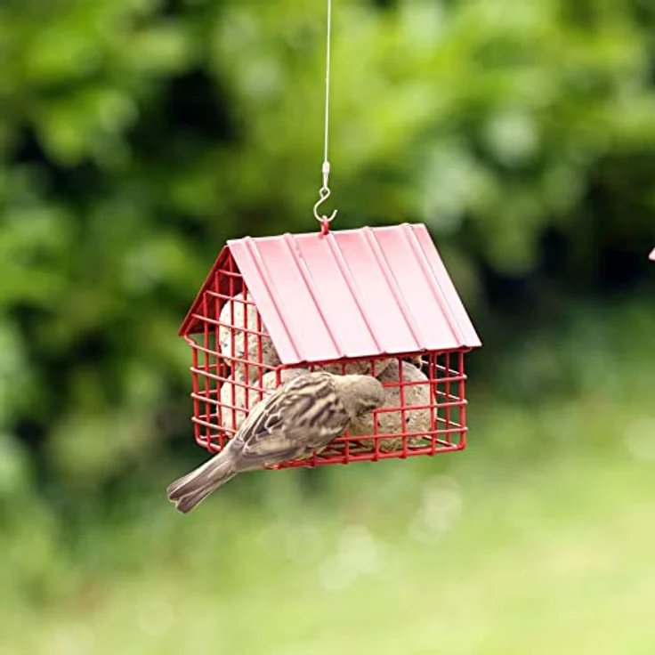 Wildlife Garden WG3344 Meisenknödel-Futterspender-Häuschen Rot - Vogelfutterhaus aus Metall – Bild 2