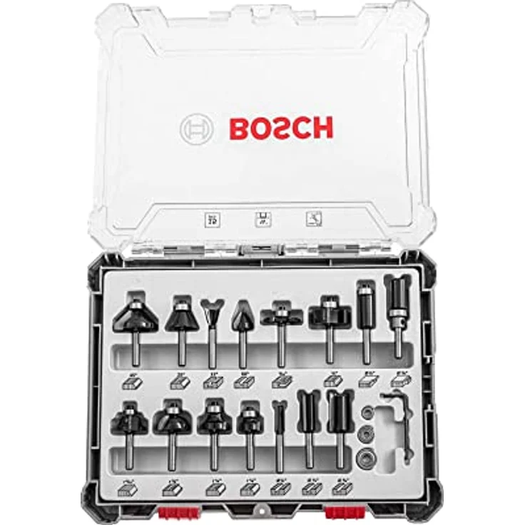 Bosch Professional 15tlg. Fräser Set (für Holz, für Oberfräsen mit 1-4 Zoll Schaft) – Bild 2