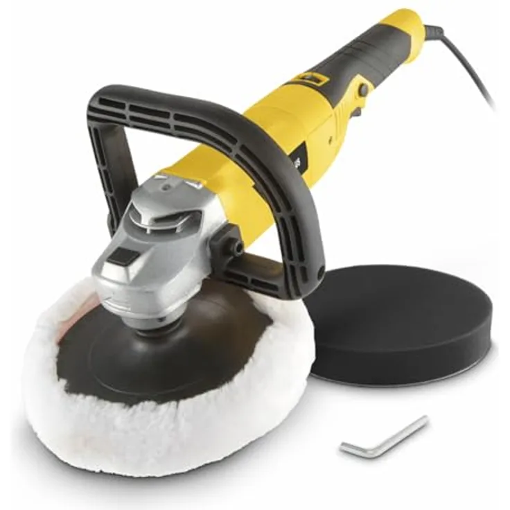 Powerplus Winkelpoliermaschine POWX04740, 1200W, Ø 180mm, einstellbare Geschwindigkeit bis 3500 min-1, Klettbandsystem, stabiler U-förmiger Zusatzgriff