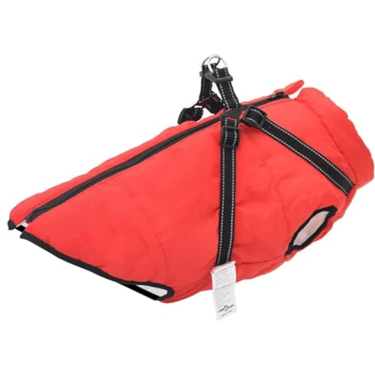 vidaXL Hundemantel mit Geschirr Wasserdicht Reflektierend Rot 4XL – Bild 1