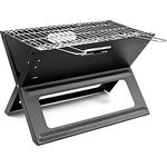 Relaxdays Klappgrill, praktisch, tragbar, inkl. Rost und Kohleschale, H x B x T: 30,5 x 30 x 45,5 cm, schwarz