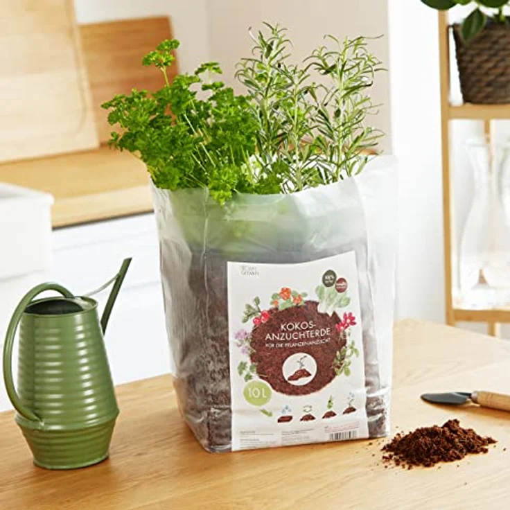 OwnGrown Kokos Anzuchterde 10L, torffreie Premium Blumenerde mit Nährstoffen für Zimmer- und Balkonpflanzen – Bild 2