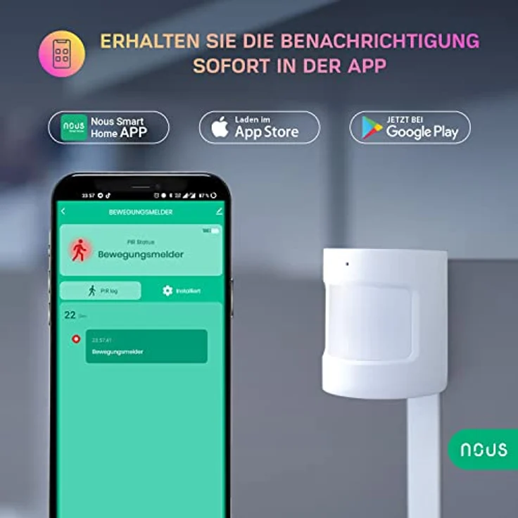 NOUS E2 ZigBee Bewegungsmelder, Bewegungssensor, Motion Sensor, Bewegungsmelder Alexa, Smart Bewegungsmelder, Smart Home, Sensor, ZigBee 3.0, MQTT, ZigBee2MQTT, Smart Life/Tuya App – Bild 3