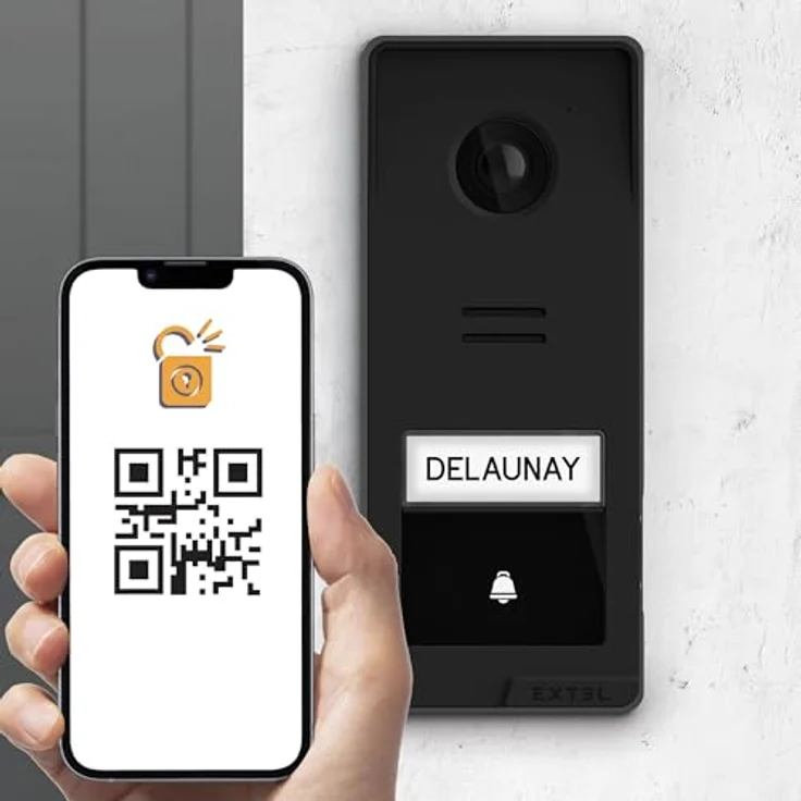 Extel Wave 3, drahtlose Video-Türsprechanlage mit Monitor in Anthrazit und Schwarz, QR-Code Zugang und App Steuerung – Bild 2