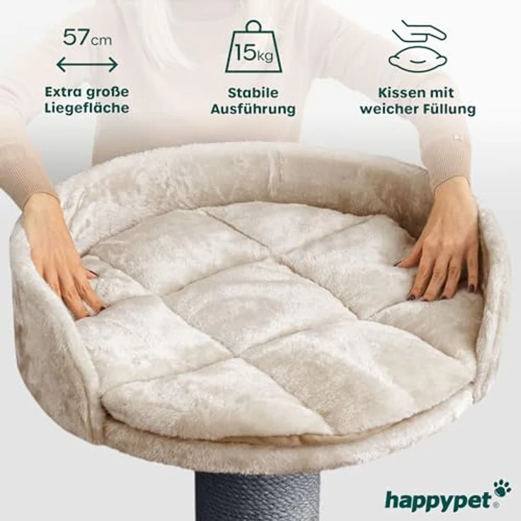 HAPPYPET Premium Kratzbaum Grosse Katzen Stabil 'Cooper' – Katzenbaum, Kletterbaum, für Maine Coon, Natursisal, Dicke Stämme mit 20 cm, 150 cm Hoch, Cappuccino - Preisvergleich – Bild 3