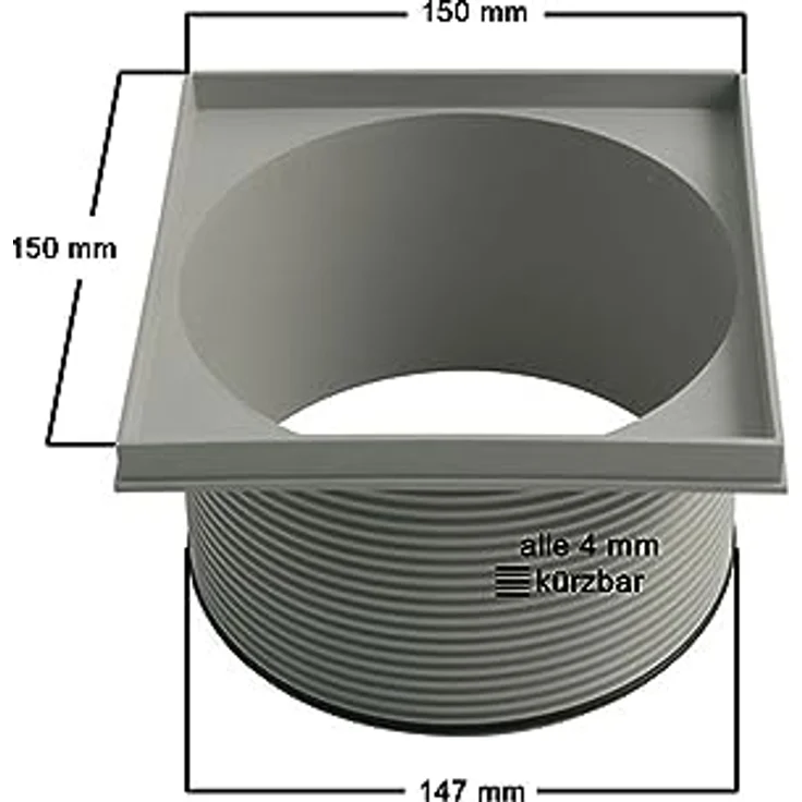 Marley Aufsatz für Kellerablauf 100 mm, Verlängerung mit drehbarem Oberteil für DN75/DN110, Außen-Ø 147 mm, kürzbar um 4 mm – Bild 2