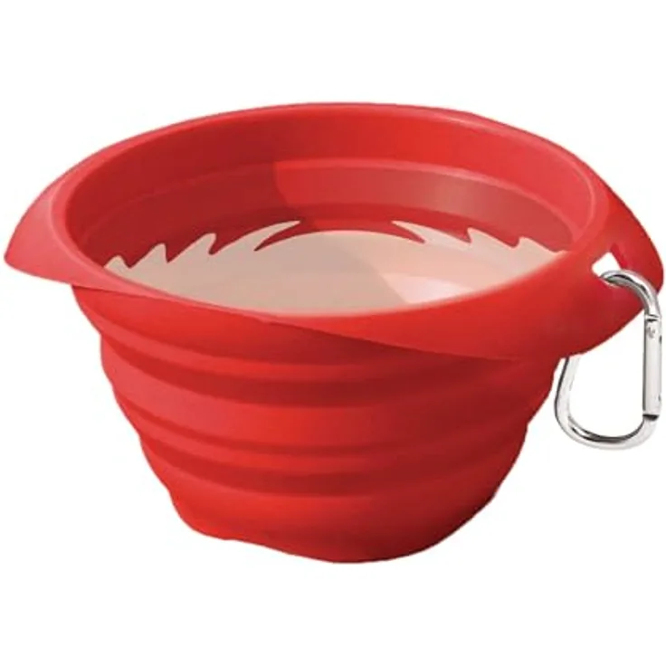 Kurgo Zusammenfaltbarer Hundenapf, Faltbarer Silikon-Napf für Futter und Wasser, 700 ml, rot, PVC- und BPA-frei