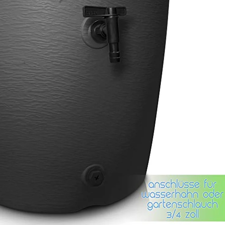 YourCasa Regentonne 210 Liter [Amphore Design] Anthrazit - Regenfass Frostsicher aus Kunststoff - Regenwassertonne mit Wasserhahn - Garten Regenwassersammler – Bild 3