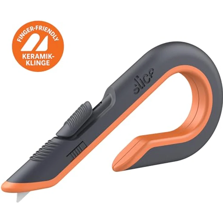 SLICE Cuttermesser Slice 10400, Kartonschneider mit manuell verstellbarer Keramikklinge und Antirutschbeschichtung, beidseitig nutzbar – Bild 3