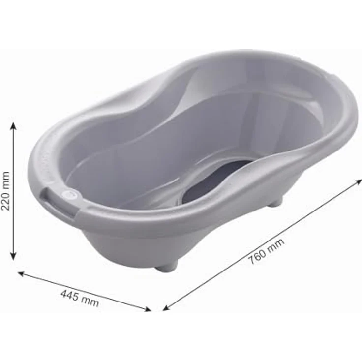 Rotho Babydesign Babybadewanne TOP, ergonomisch mit Antirutschmatte und integriertem Ablaufstopfen, recycelter Kunststoff – Bild 2