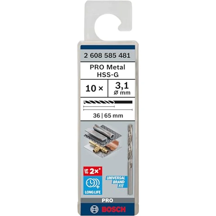 Bosch Professional Metallbohrer HSS-G geschliffen (10 Stück, Ø 3,1 mm) - Preisvergleich – Bild 2