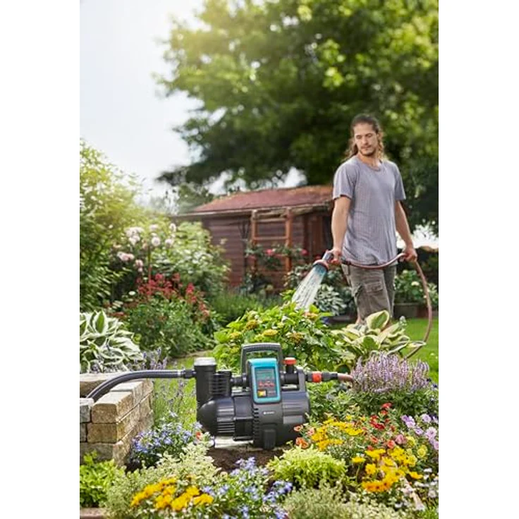 GARDENA Comfort Hauswasserautomat 5000-5E LCD: Hauswasserpumpe mit LC-Display, energiEsparend, Fördermenge 5000 l/h, 1300W Motor mit Thermoschutzschalter, Trockenlaufsicherung (1759-20) Hauswasserwerk 50 / 5,0 m 5 bar Ansaughöhe 8 m – Bild 4