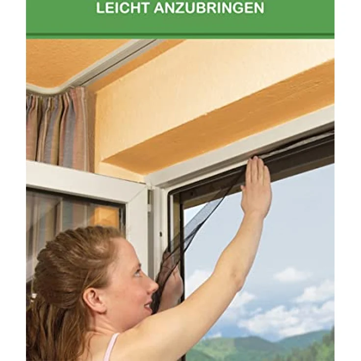 DILUMA Fliegengitter für Fenster 130 x 150 cm, schwarz-anthrazit, anpassbar, inklusive Klebeband, Set 5 – Bild 5