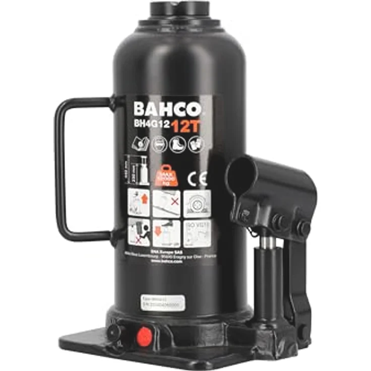 Bahco Flaschenwagenheber 12 t, stabil mit Sicherheitsventil und Höhenverstellung, E-zertifiziert, 6,3 kg – Bild 2