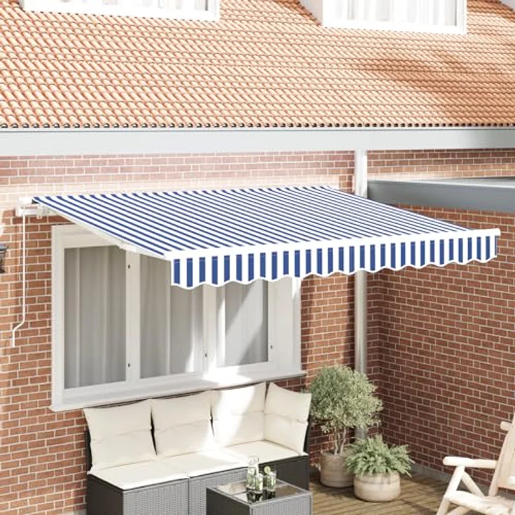 vidaXL Ersatzstoff für Markisen, 3,5 m x 2 m, wasser- und UV-beständig, Blau und Weiß gestreift – Bild 2