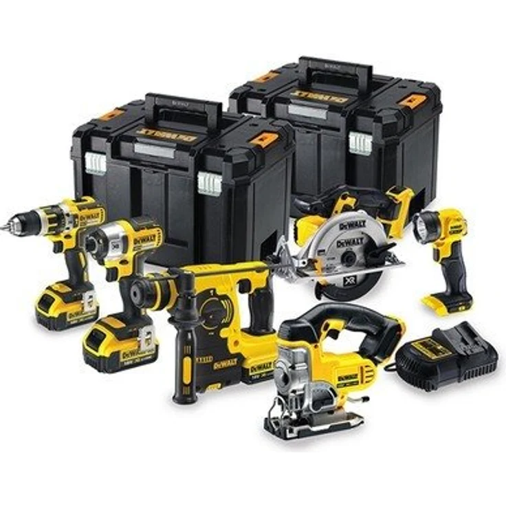 DeWALT Kit DCK699M3T, Elektrowerkzeug-Set mit DCD795 (Schlagbohrschrauber) und DCS391 (Handkreissäge), 6-teilig, inkl. 3 x 4,0 Ah Akku und 2 x TSTAK VI – Bild 2
