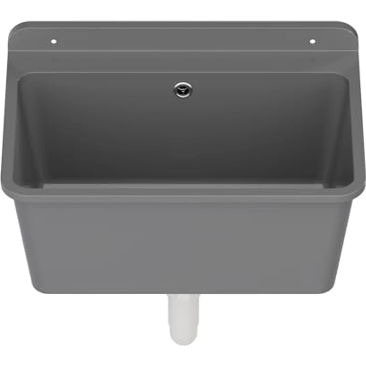 QLS Küchenspüle LARGE, Kunststoff-Spülbecken, 61x41 cm Ausgussbecken für Garten Garage Werkstatt, Polypropylen in Weiß – Bild 4