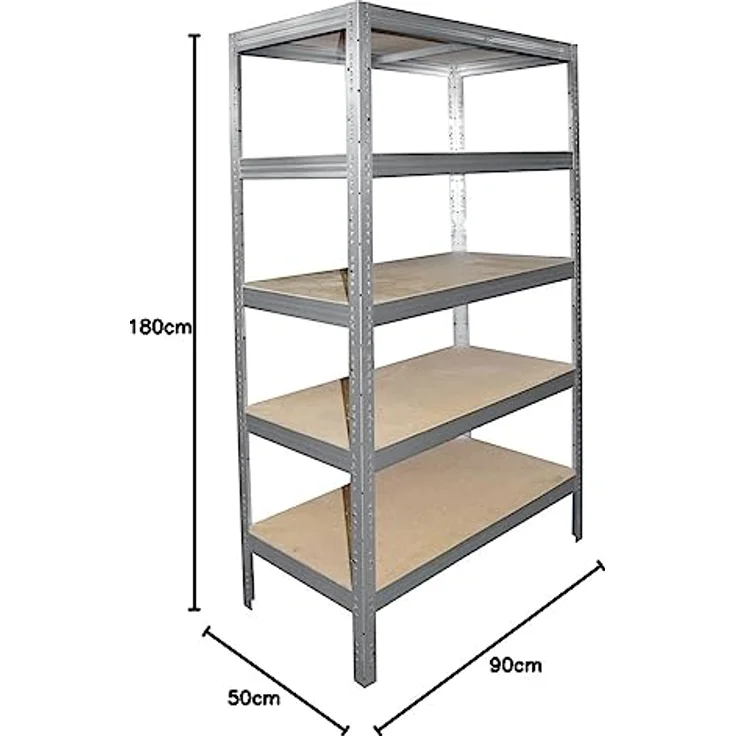PROFI Steckregal 180x90x50 cm verzinkt mit 5 Böden - Shelfplaza – Bild 2