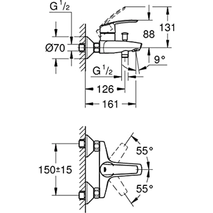 GROHE Start | Wannenarmatur mit Temperaturbegrenzer und Rückflussverhinderer | chrom | 32278001 – Bild 4