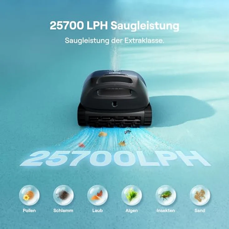 Beatbot (2026 Neu) Sora 10 Poolroboter Boden und Wand, Reinigt Wasserlinie & Plattformen, 25700 LPH Saugleistung, smartes Parken an der Waaaerlinie, 5L Filterkorb, bis zu 5 Std. Laufzeit, Tiefblau – Bild 2