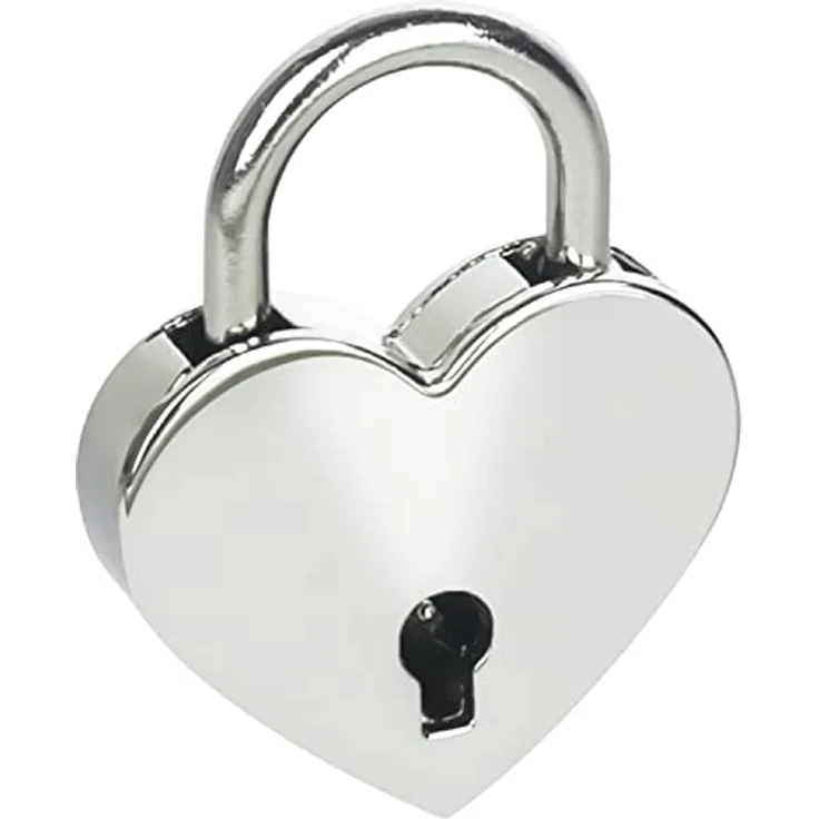 HMF Mini Deko Vorhängeschloss mit Schlüssel in Herzform | 3,9 x 3 x 0,7 cm | Silber – Bild 4