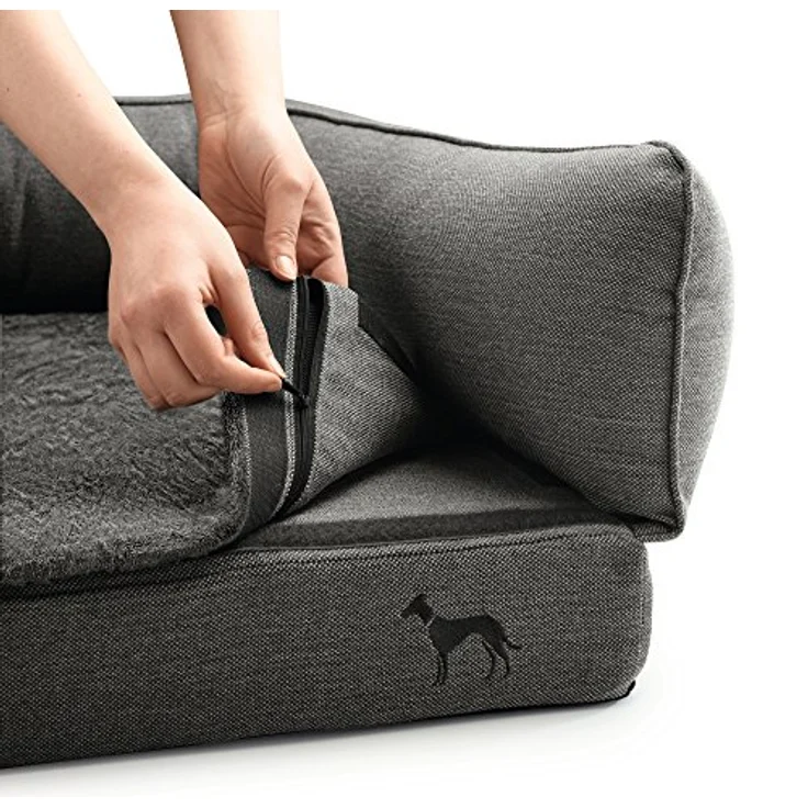 HUNTER LIVINGSTON Orthopädisches Hundesofa, Memoryschaum-Matte, rutschhemmend, L, anthrazit, 100 x 80 cm – Bild 2