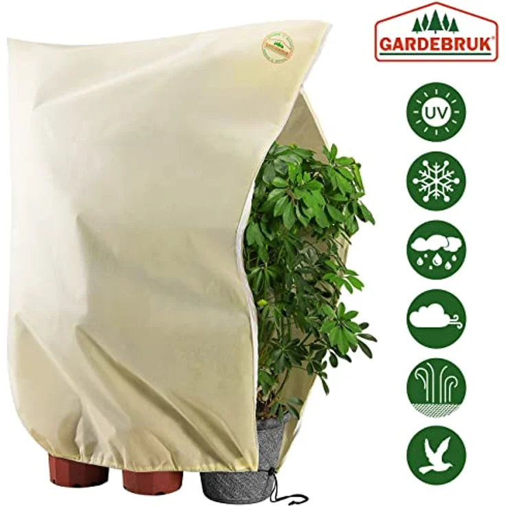 Gardebruk Kübelpflanzensack Reißverschluss Garten Frostschutzhaube Winterschutzhaube Pflanzenschutzhaube Frostschutzvlies Beige versch. Größen – Bild 9