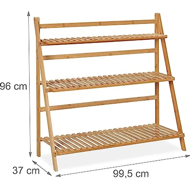 relaxdays Blumenständer Bambus klappbar, 3 Ebenen, natürliche Optik – Bild 5