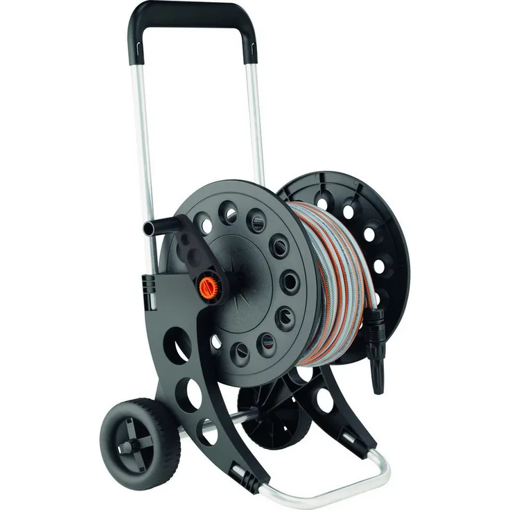 Primaster Schlauchwagen-Set, inkl. 20 m PVC Schlauch, schwarz, mit Wasserstopp und Zubehör