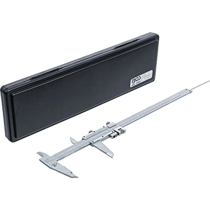 BGS Präzisions-Messschieber 0-300 mm mit mm + Zoll | Nonius 1/20 mm | inkl. Kunststoff-Kassette, Extra großer Messbereich 300 mm, Messgenauigkeit +/- 0,05 mm