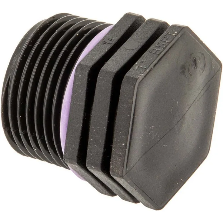 Plas-Fit Ltd. Bewässerungssystem Stopfen mit AG, PP-Schraubverbinder 1 Zoll, selbstabdichtend, schwarz, 10 bar