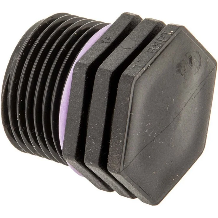 Plas-Fit Ltd. Bewässerungssystem Stopfen mit AG, PP-Schraubverbinder 1 Zoll, selbstabdichtend, schwarz, 10 bar