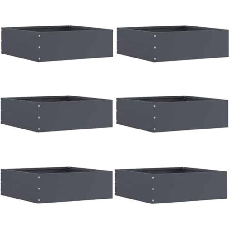 vidaXL Raseneinfassung 6er Set, Anthrazit, 40 x 40 x 13 cm, robuste Stahlkante für Garten und Terrasse, strapazierfähig, einfache DIY-Installation – Bild 1